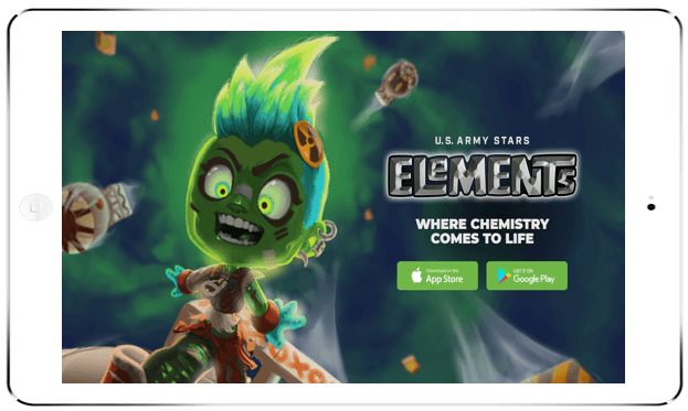 The image shows the screen of the U.S. Army Stars "Elements" app